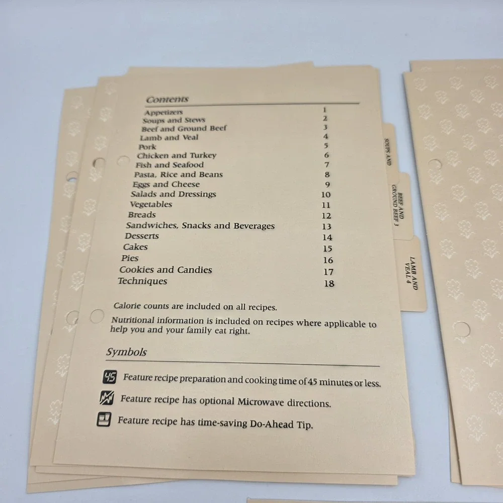 Betty Crocker Recipes For Today 1986 TABS or INDEXES ONLY 18 Complete